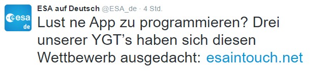 Screenshot: Tweet von ESA auf Deutsch @ESA_de